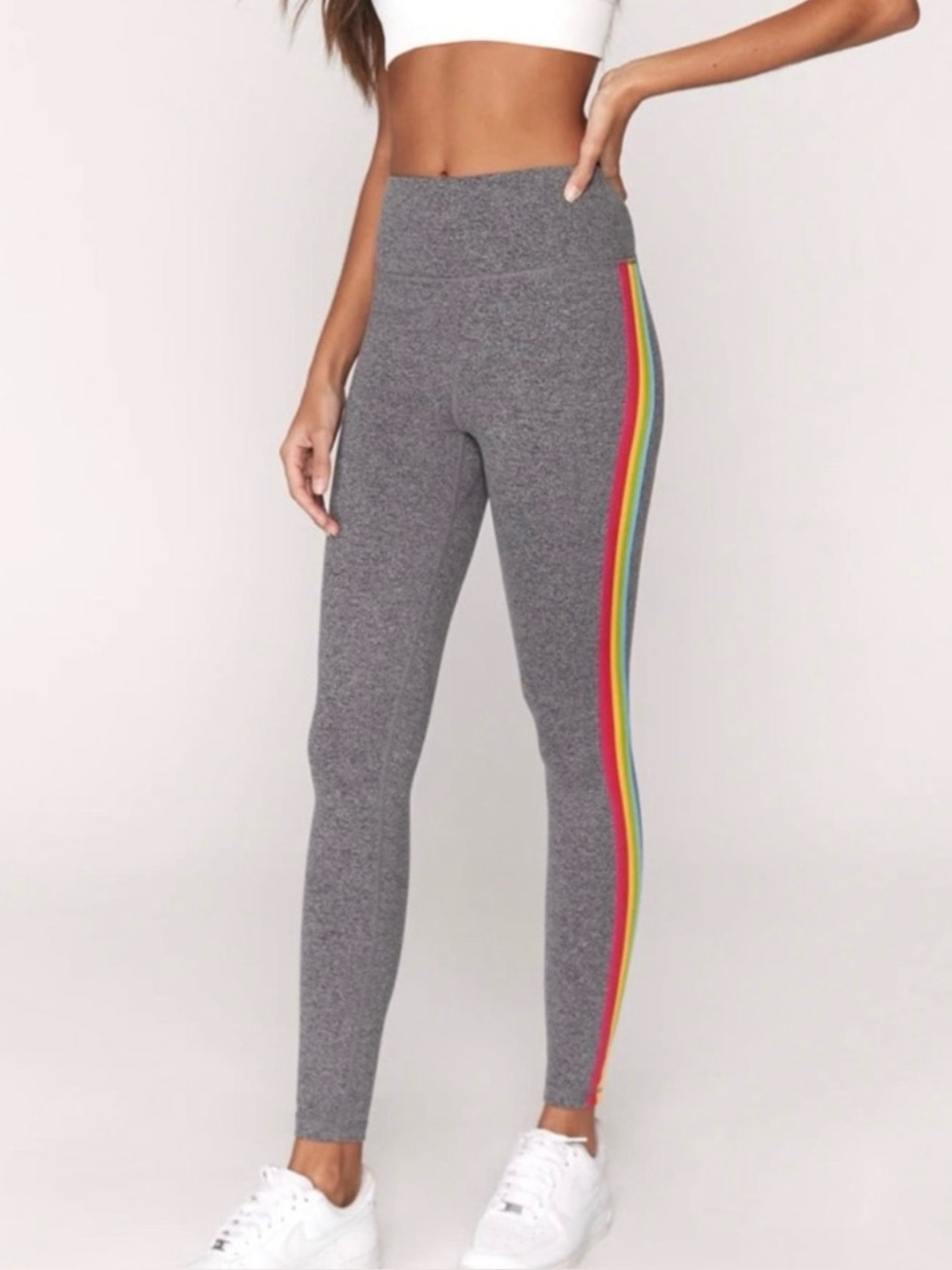 Spiritual Gangster Essential High-Waist Rainbow Side-Striped Leggings XS